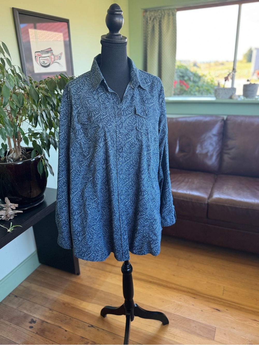 PURE- Alfred Sung Paisley, 100%cotton,  button down women’s shirt
